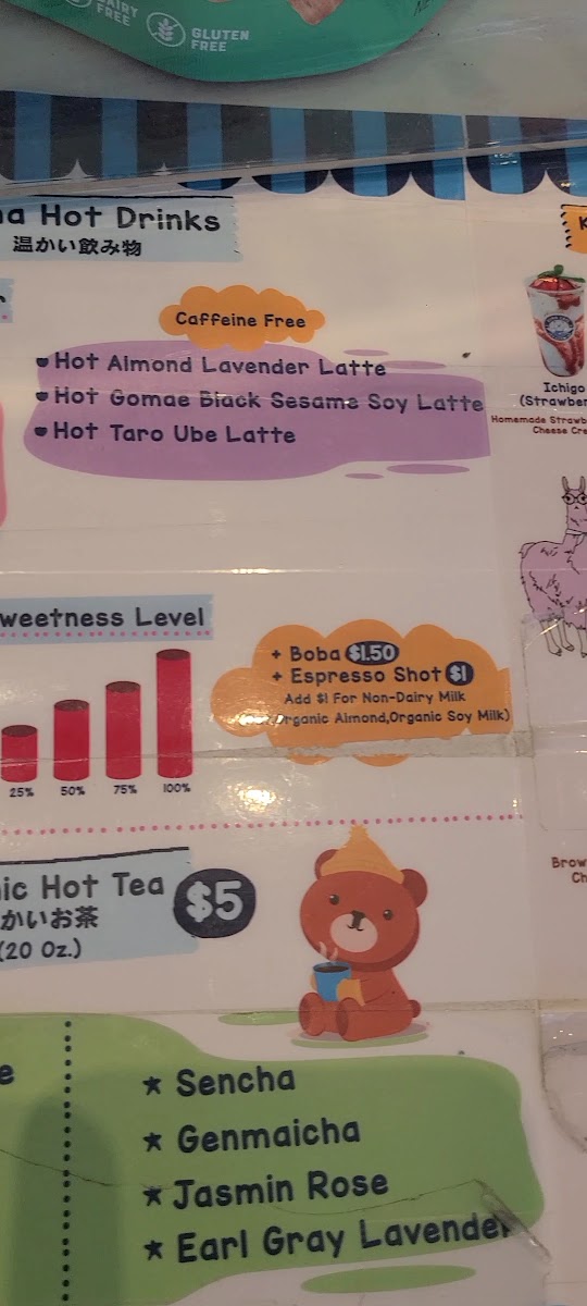 Kuma Cafe menu board