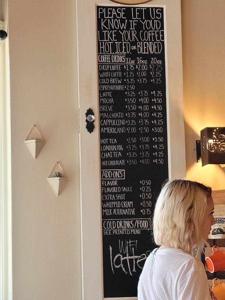 Bumper Crop Coffee menu board