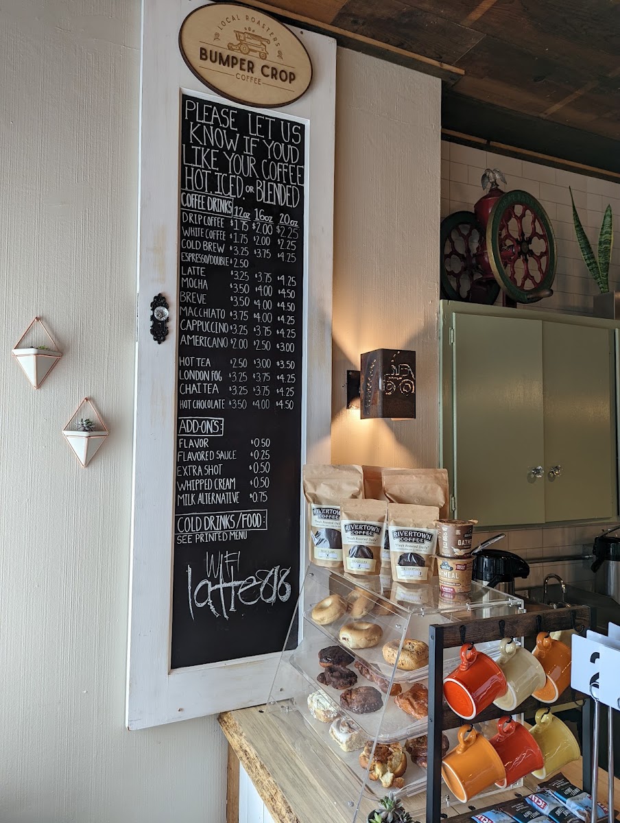 Bumper Crop Coffee menu board