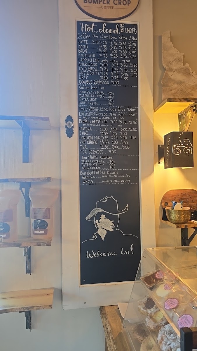 Bumper Crop Coffee menu board