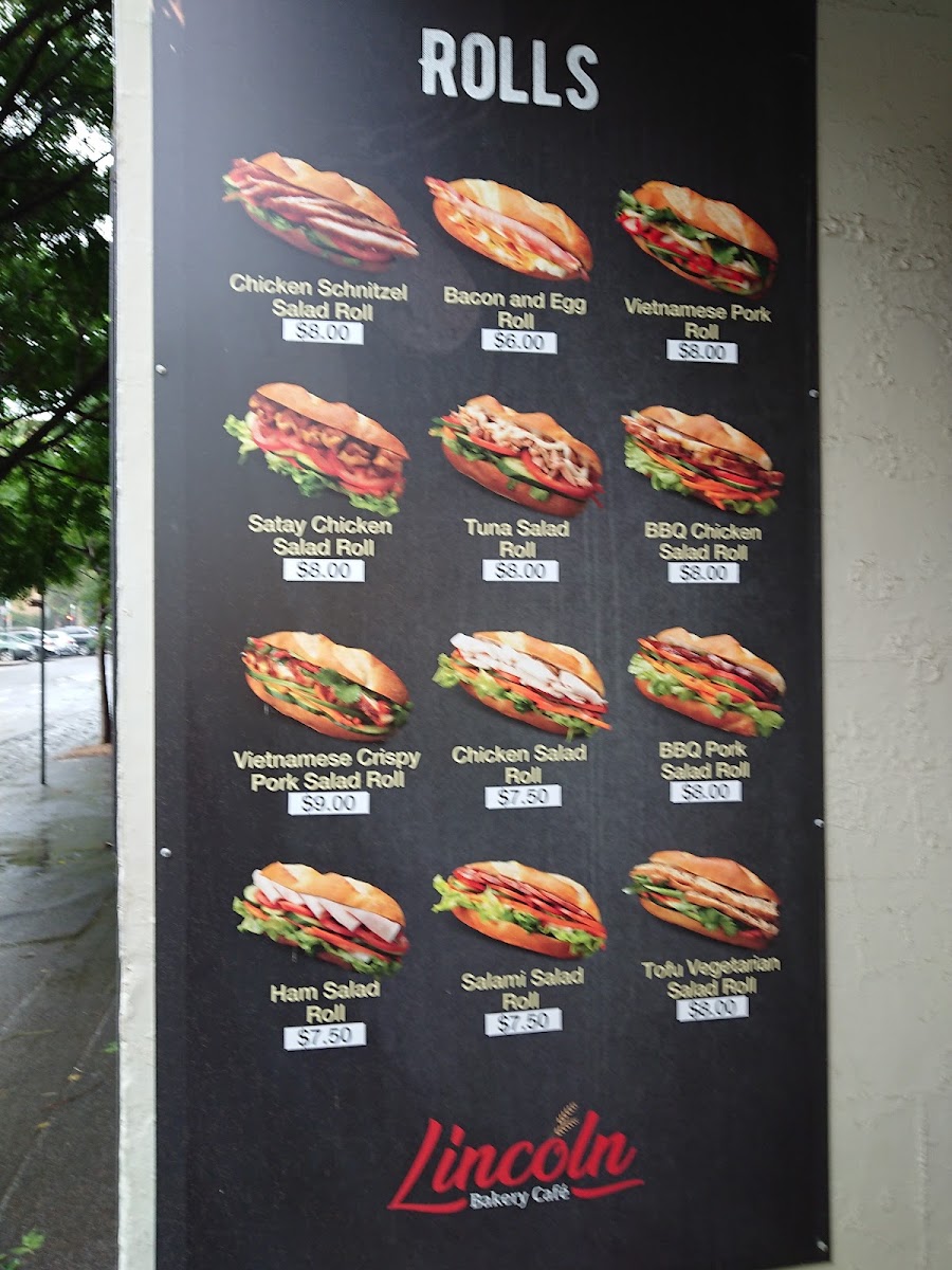 Lincoln Bakery Cafe menu board