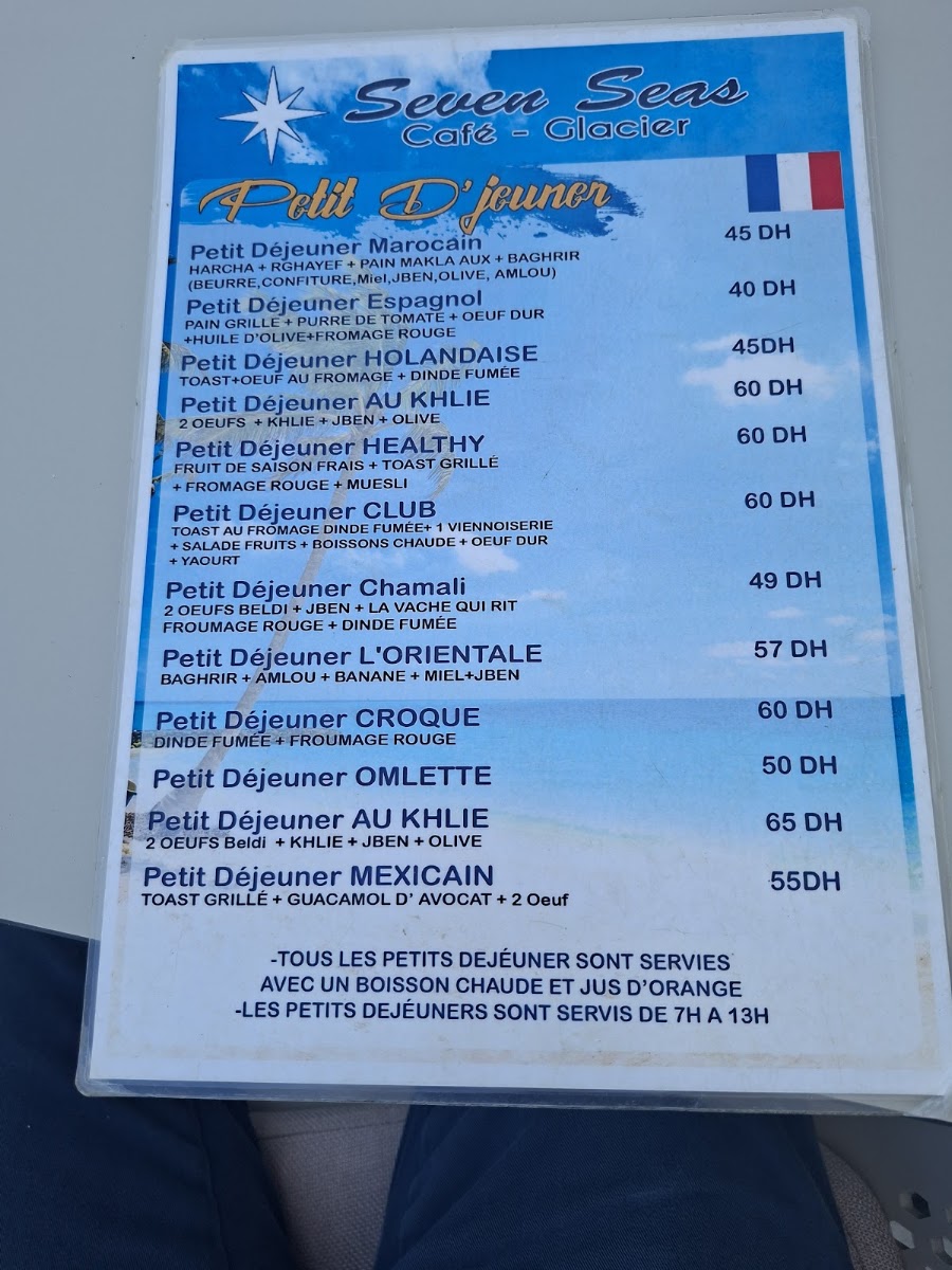 Café Restaurant Seven Seas Asilah menu board
