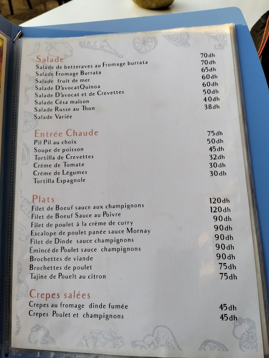 Café Restaurant Seven Seas Asilah menu board