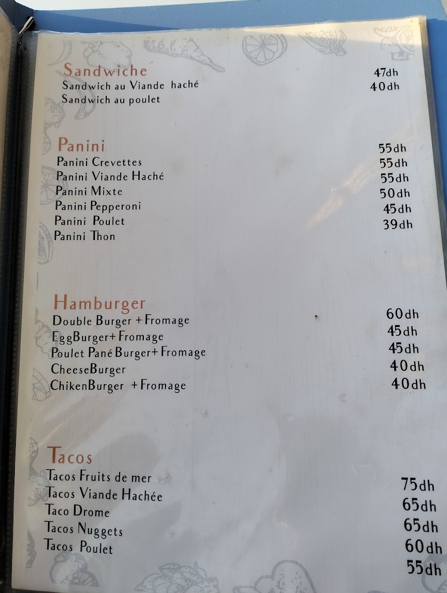Café Restaurant Seven Seas Asilah menu board