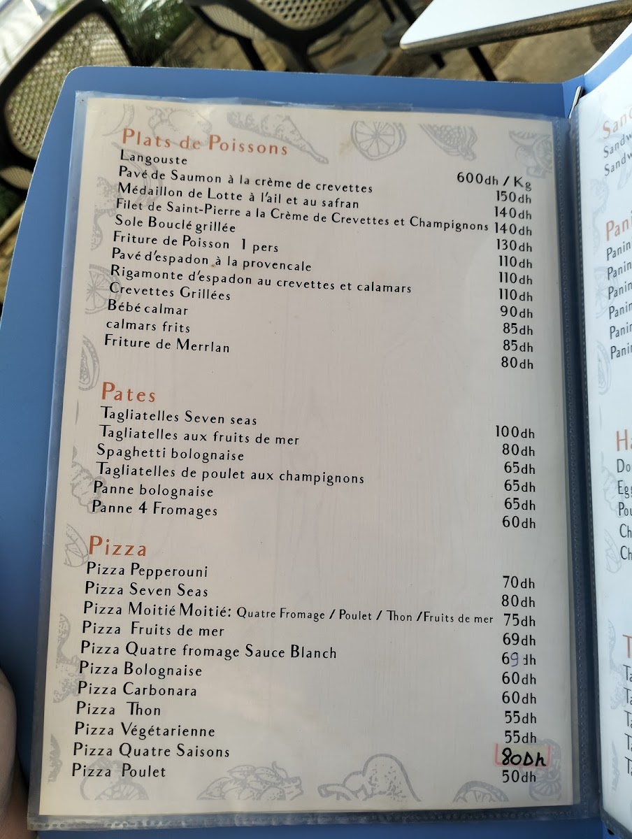 Café Restaurant Seven Seas Asilah menu board