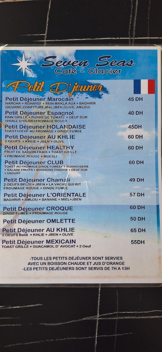 Café Restaurant Seven Seas Asilah menu board