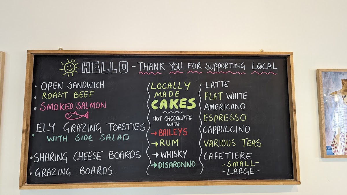 Ely Grazing Company menu board
