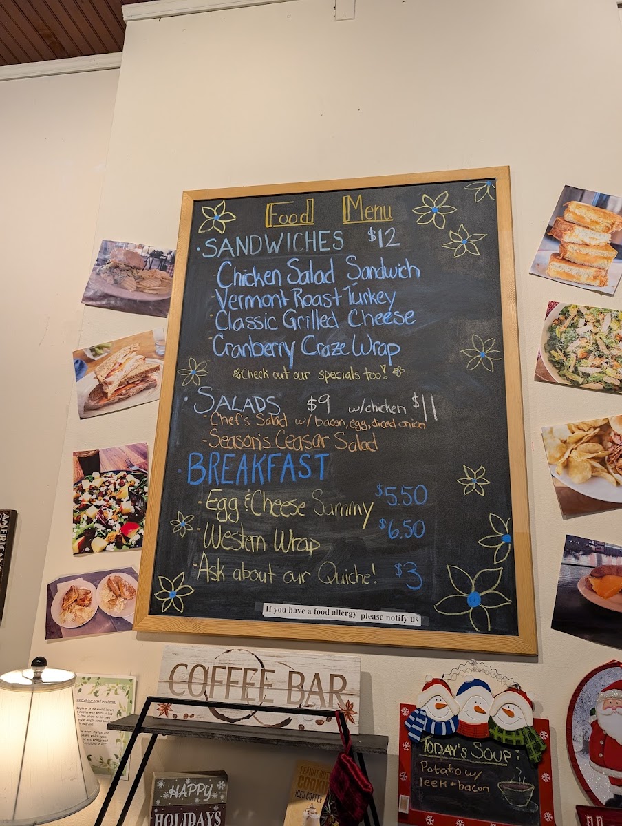 Seasons Cafe & Tea House menu board