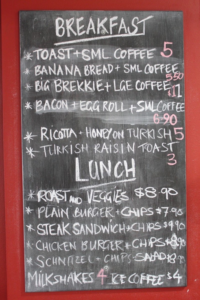Charlie's On George Burwood menu board
