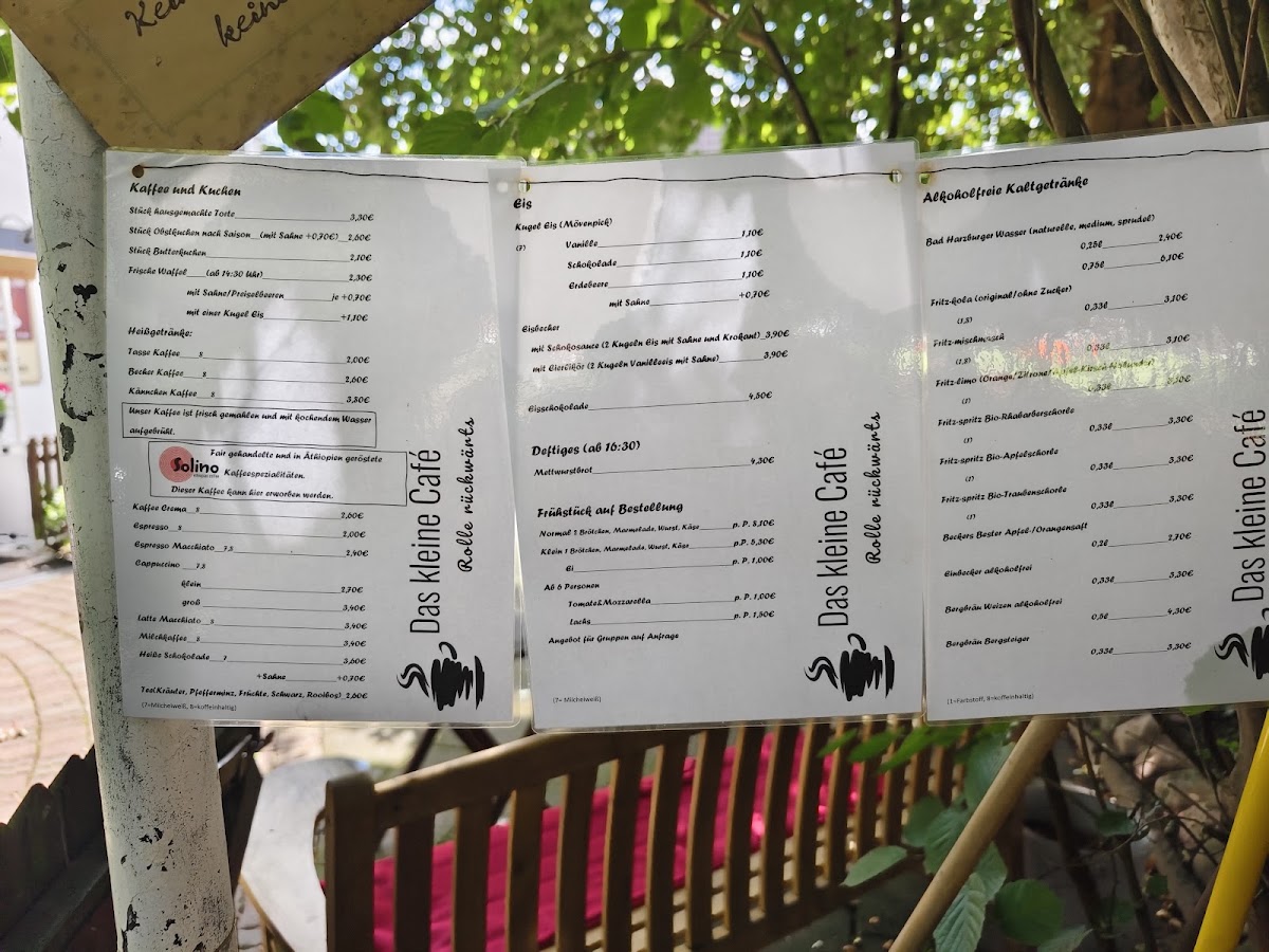Das kleine Café Rolle rückwärts menu board