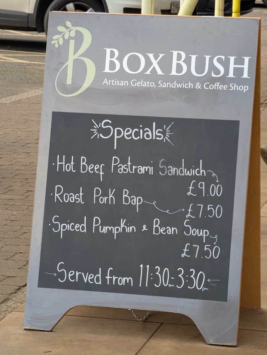 Box Bush menu board