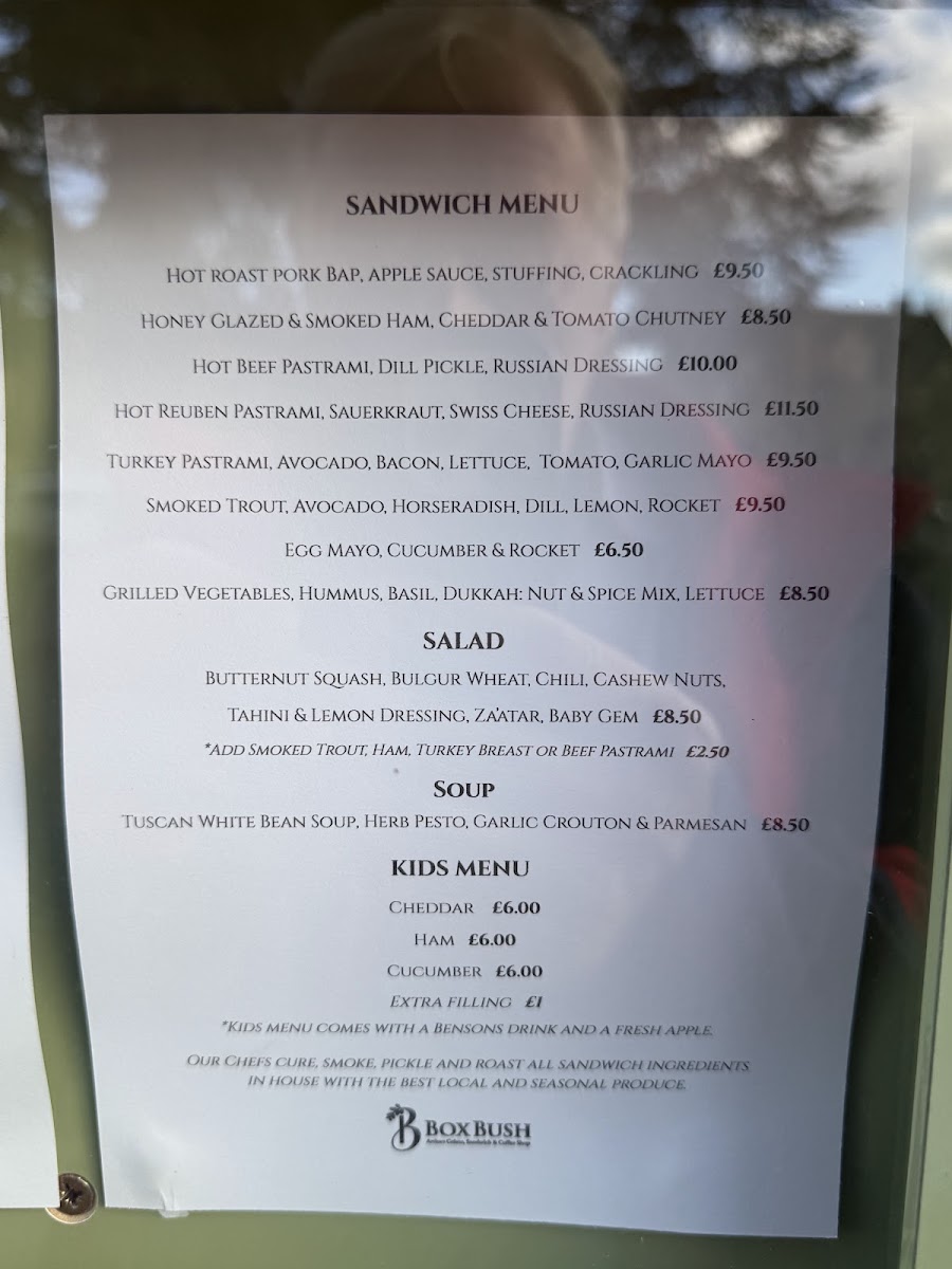Box Bush menu board