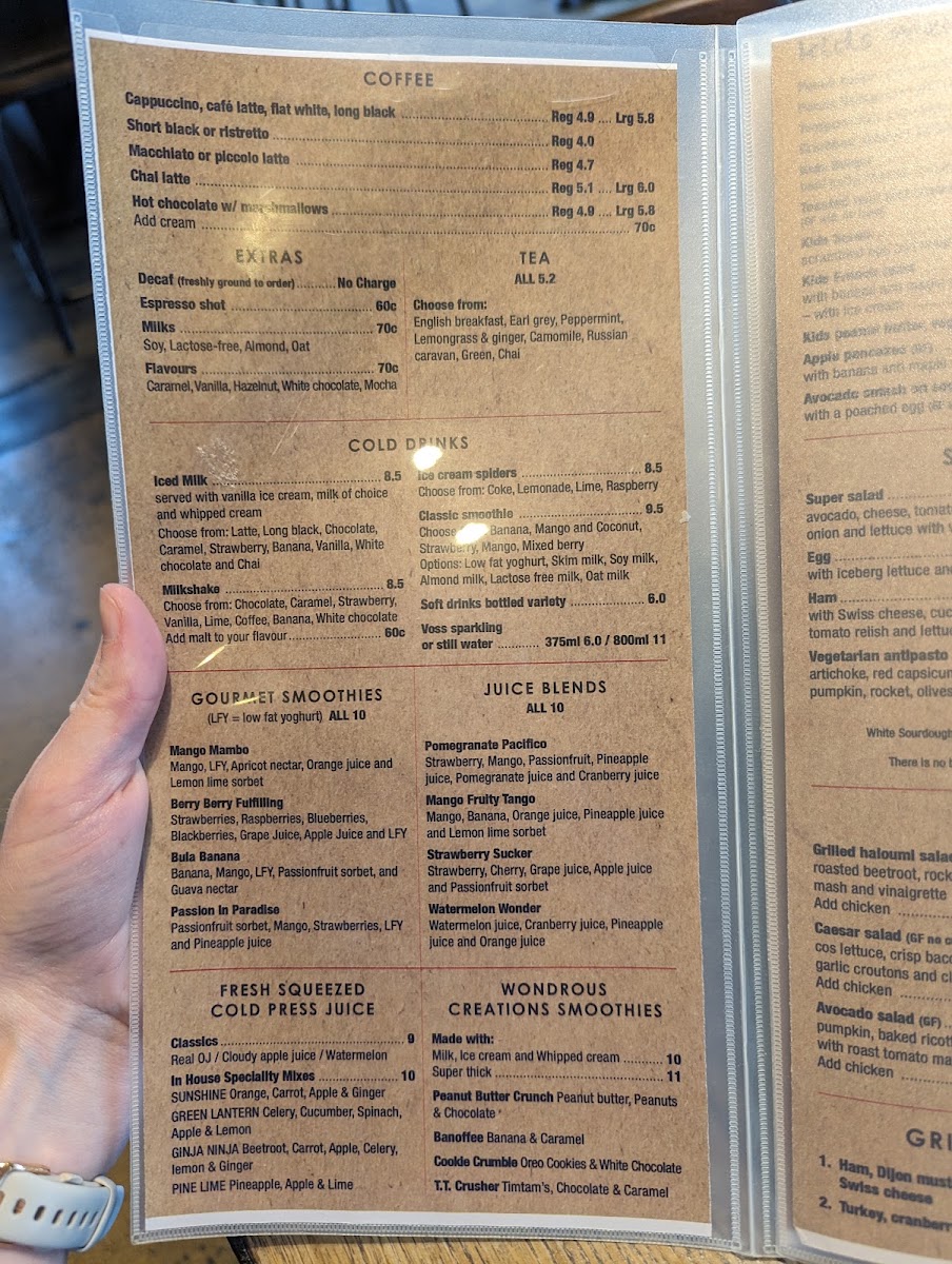 Venue Cafe Bar menu board