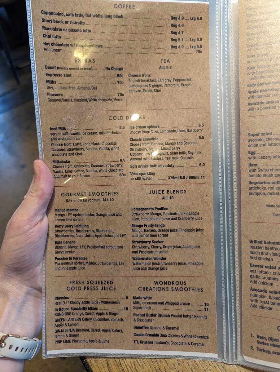 Venue Cafe Bar menu board
