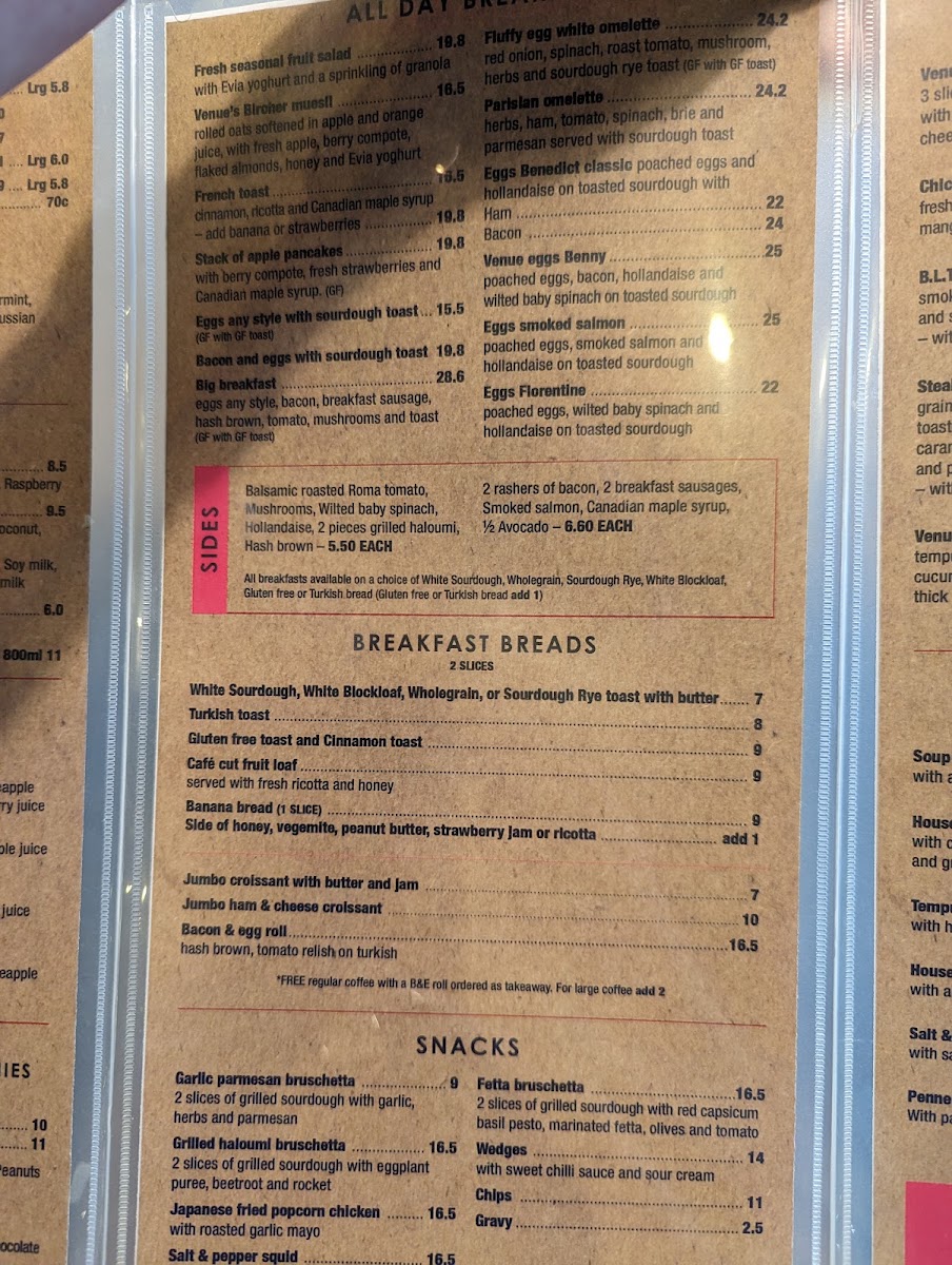 Venue Cafe Bar menu board