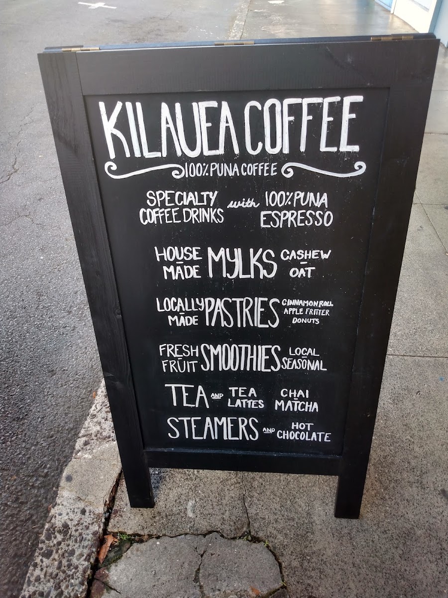 Kīlauea Coffee menu board