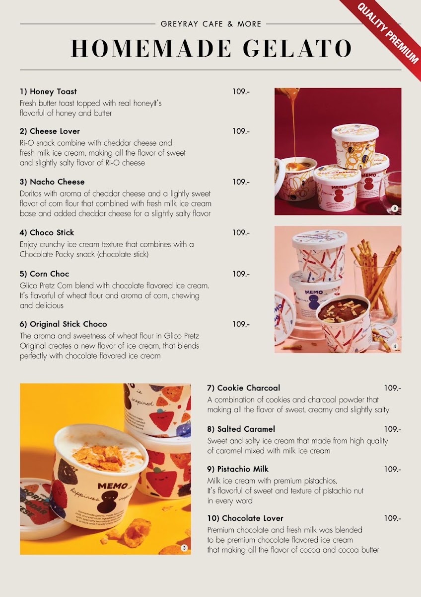 GREY RAY Café & More menu board