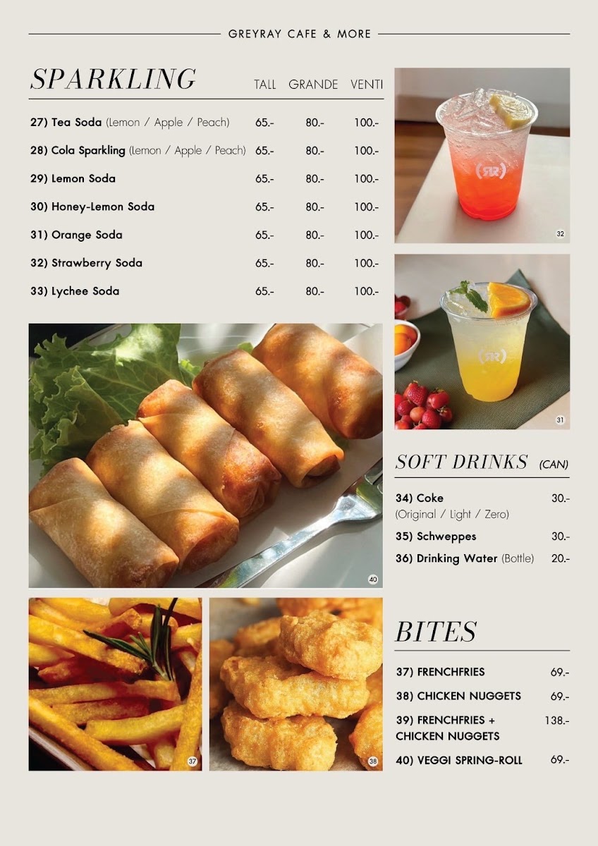 GREY RAY Café & More menu board