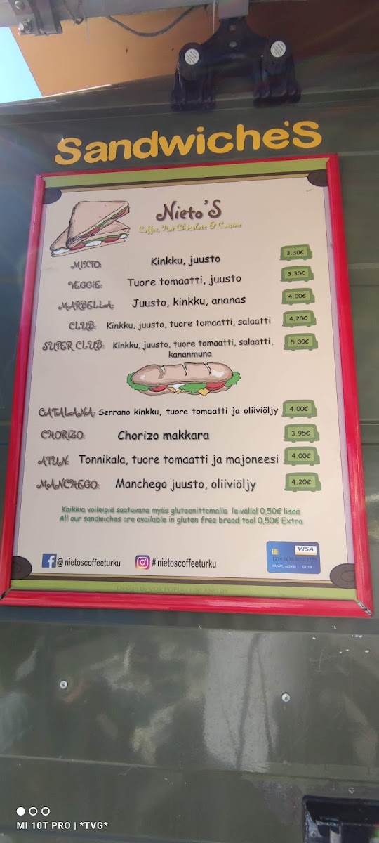 Nieto'S Coffee Truck menu board