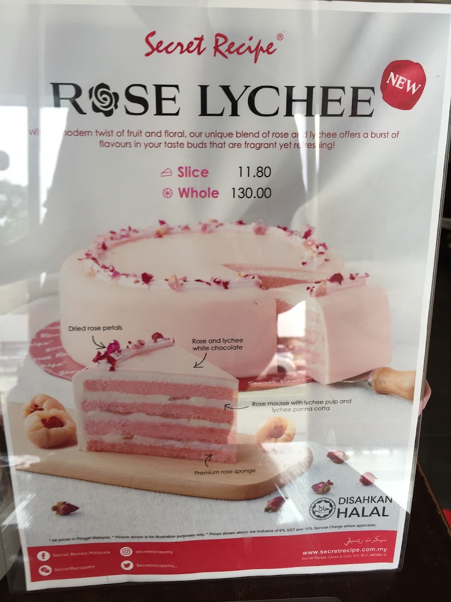 Secret Recipe Sungai Petani menu board