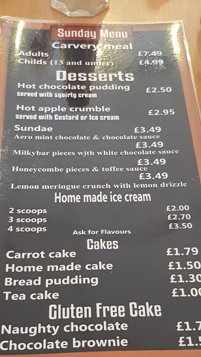 Cole's of Ramsgate menu board