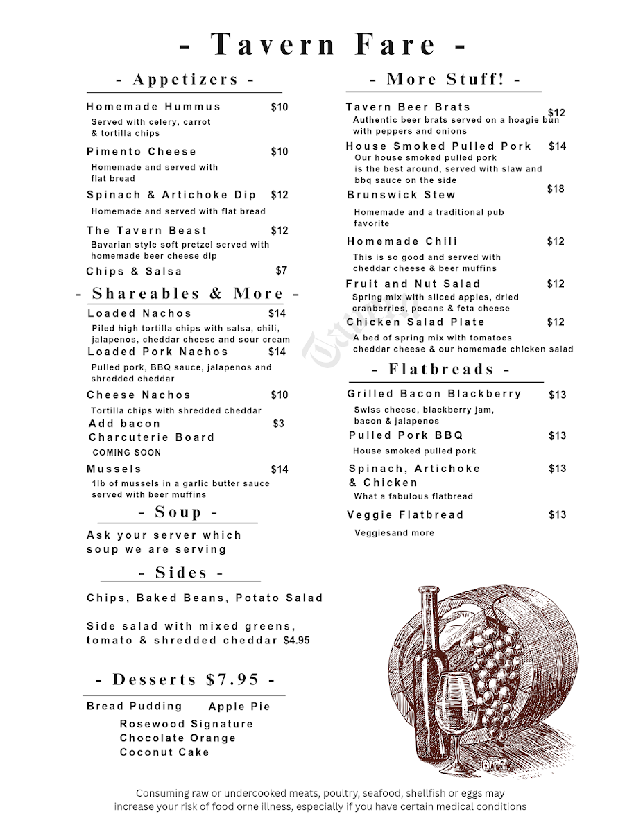 Rosewood menu board