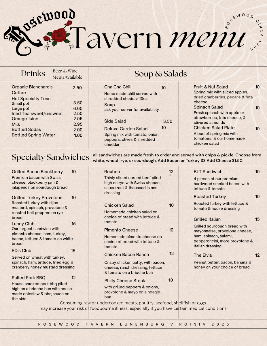 Rosewood menu board