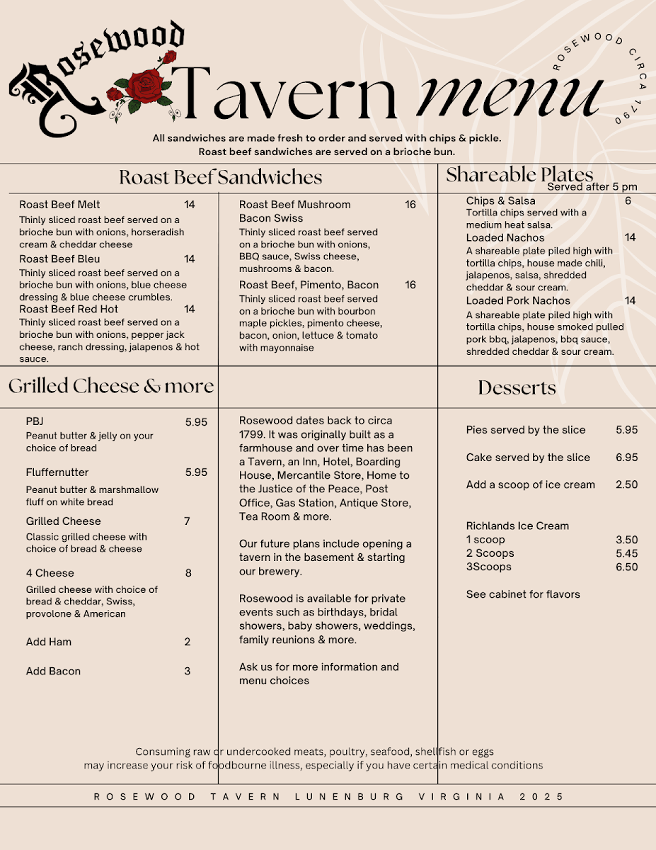 Rosewood menu board