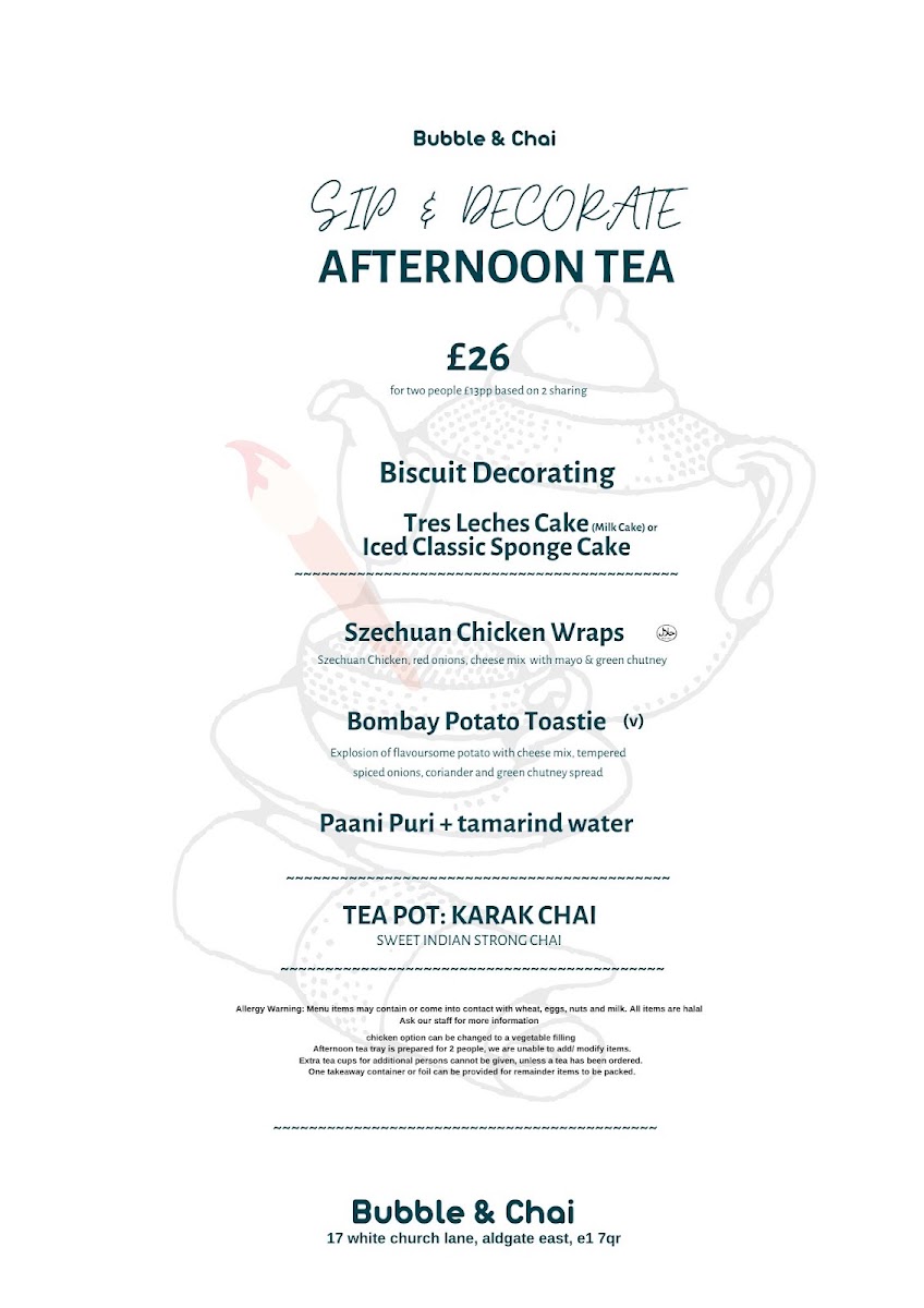Bubble and Chai menu board