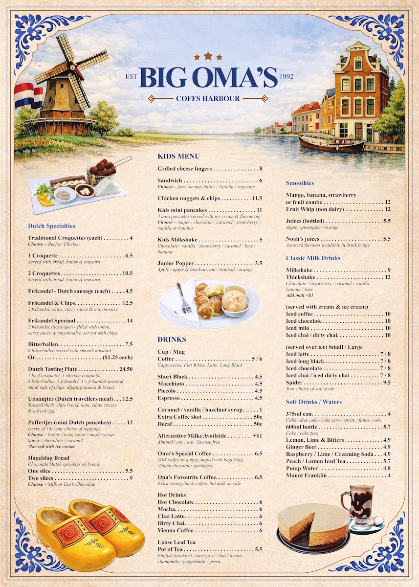 Big Oma’s Coffee House menu board