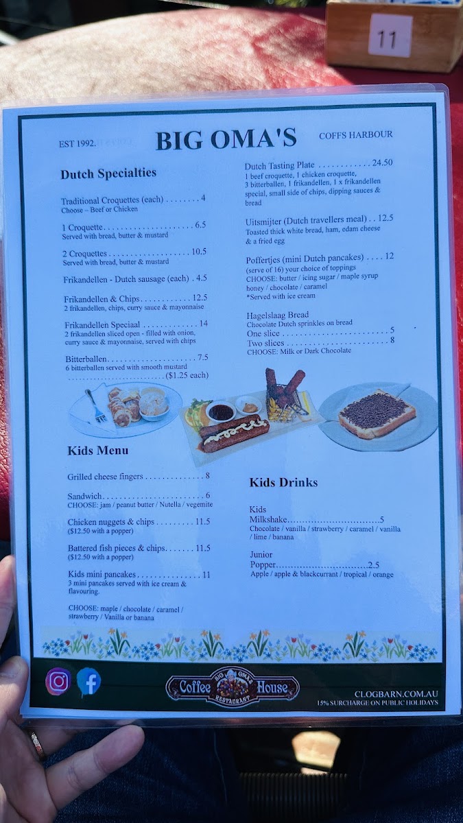 Big Oma’s Coffee House menu board