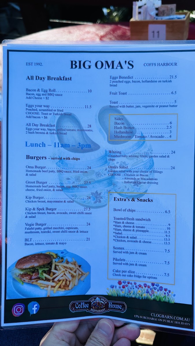 Big Oma’s Coffee House menu board