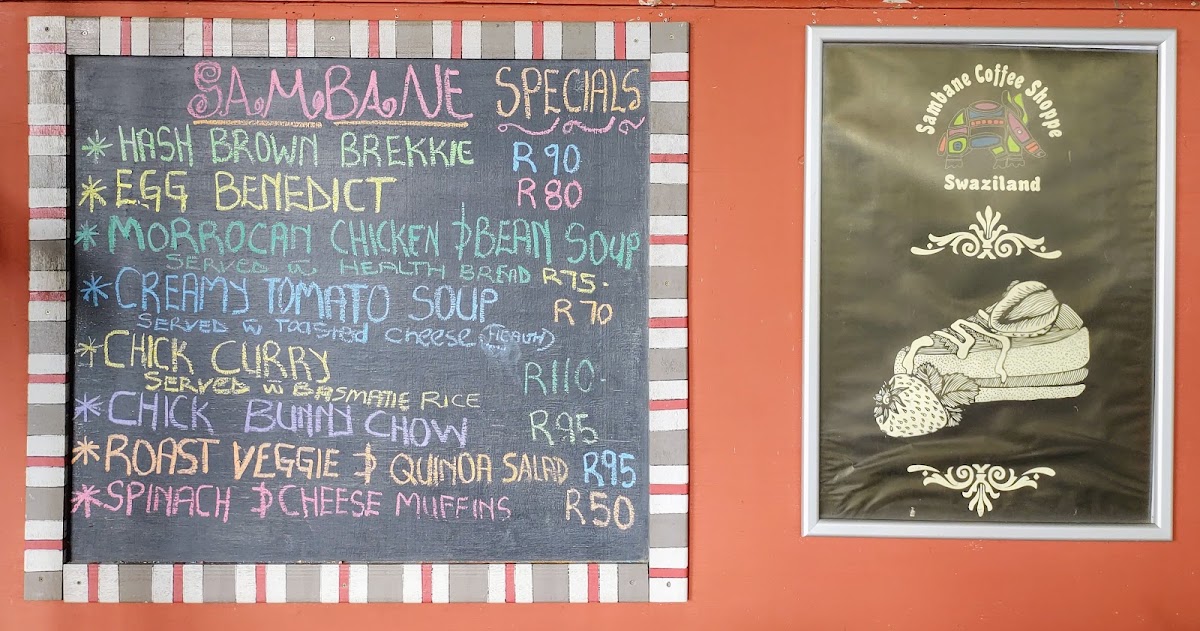 Sambane Coffee Shoppe menu board