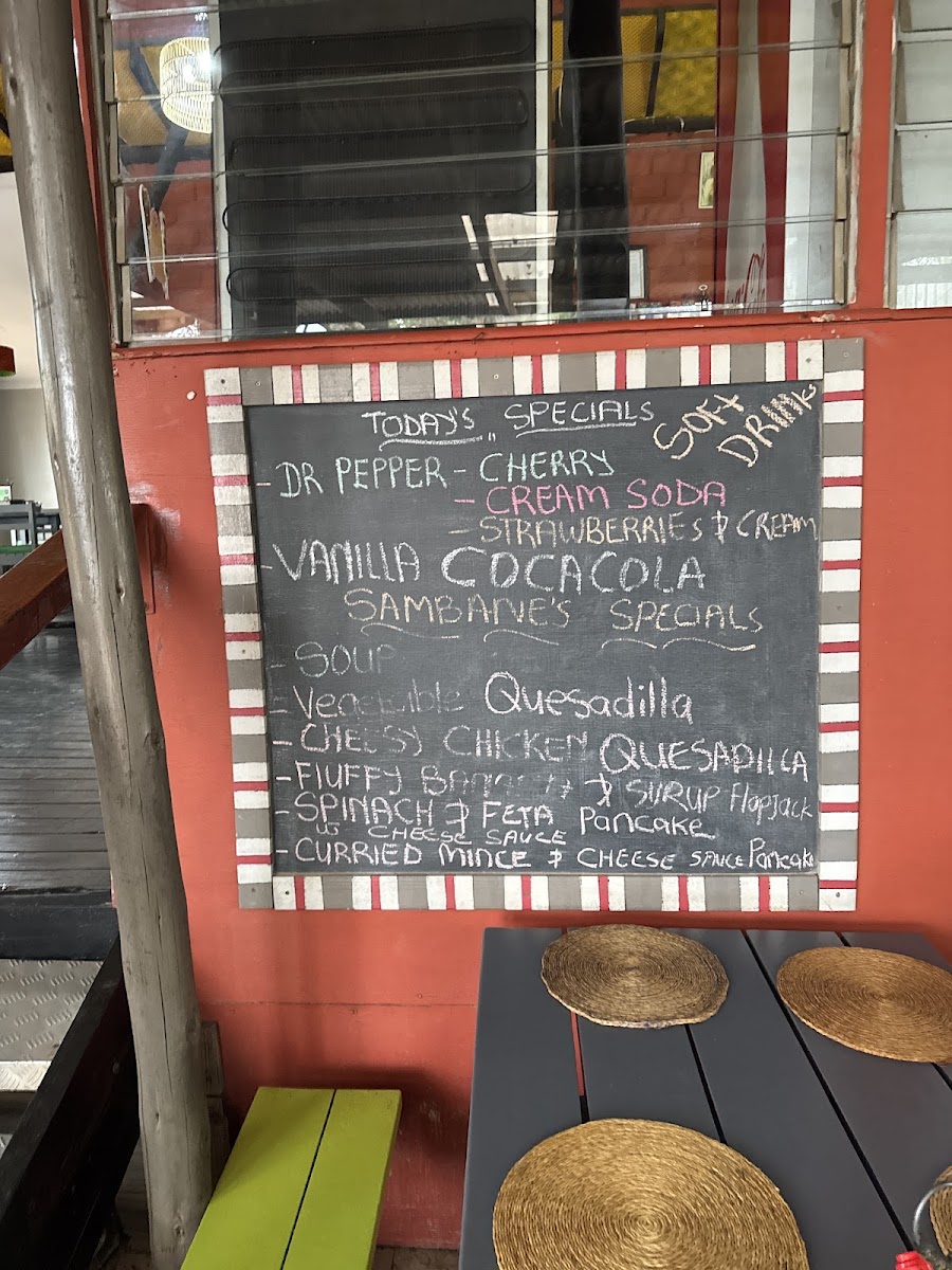Sambane Coffee Shoppe menu board