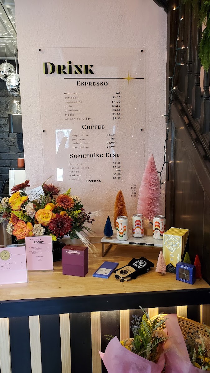 Kismet Coffee & Bloom menu board