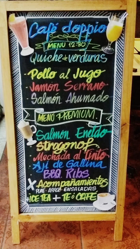 the cooffe doppio menu board