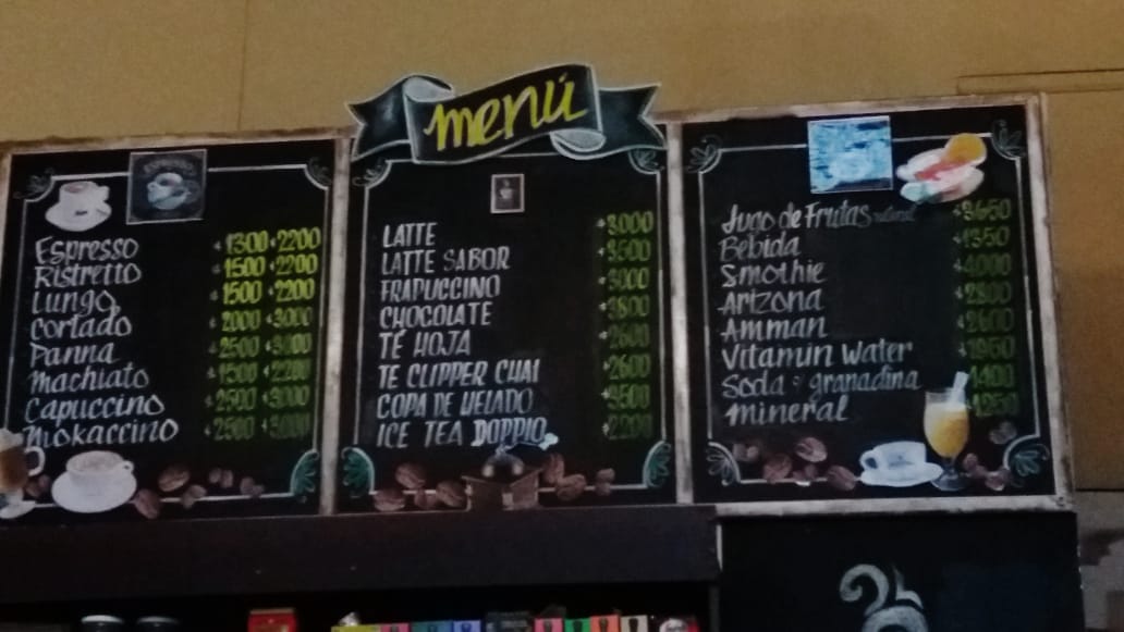 the cooffe doppio menu board