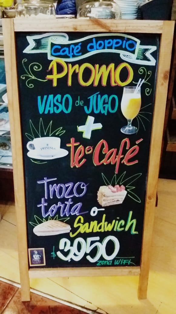 the cooffe doppio menu board