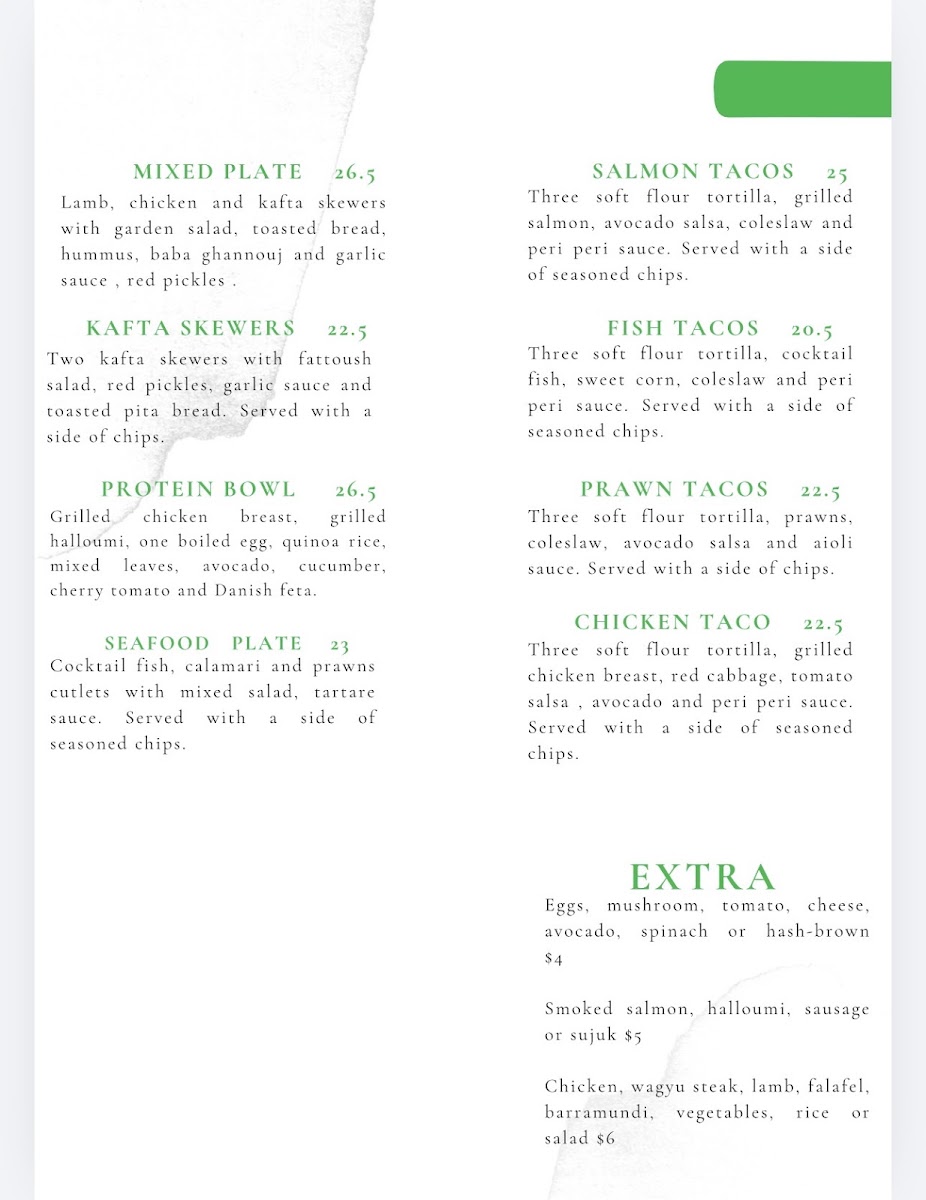 The Plaza Cafe Bankstown menu board