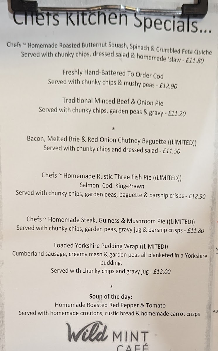 Wild Mint menu board