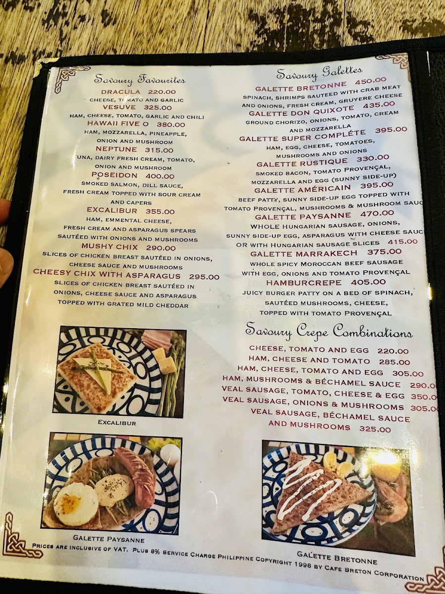 Cafe Breton Armorica menu board