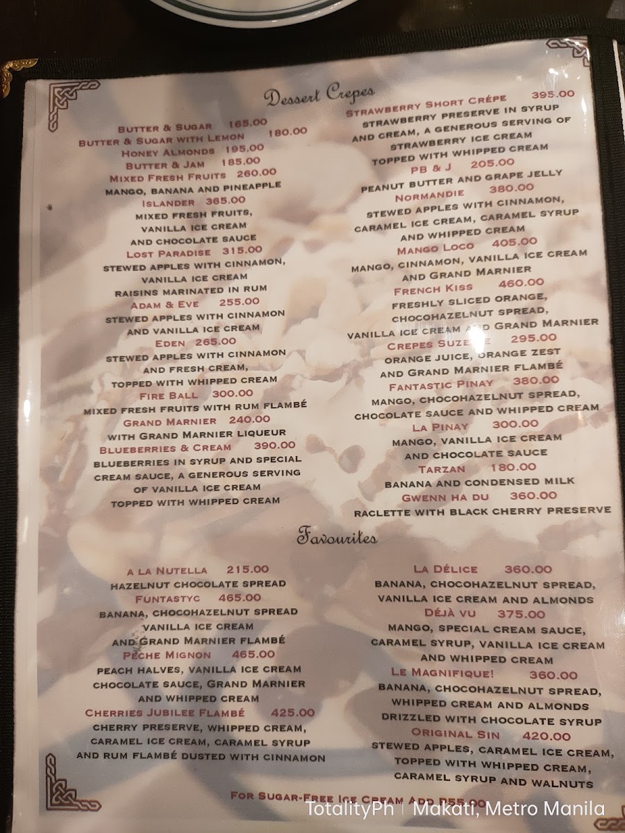 Cafe Breton Armorica menu board