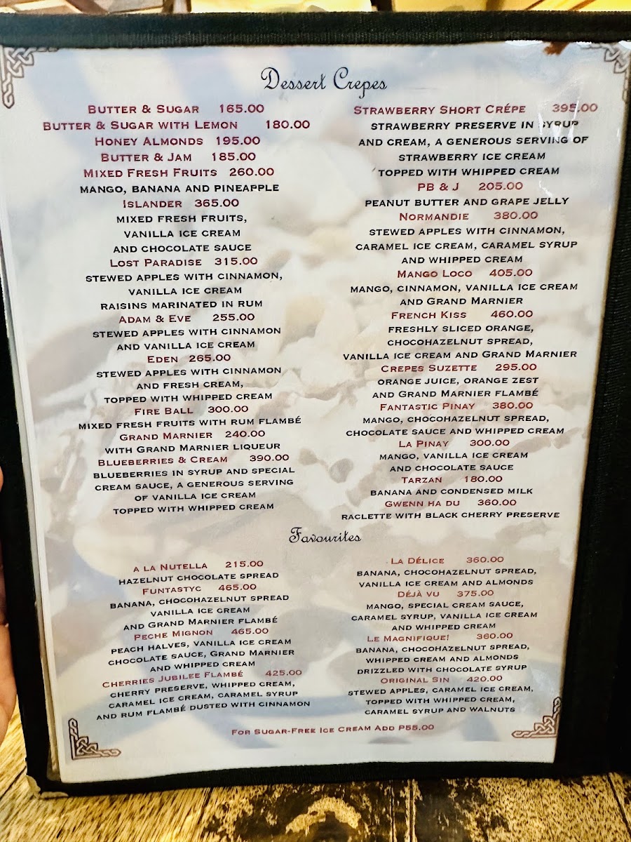 Cafe Breton Armorica menu board