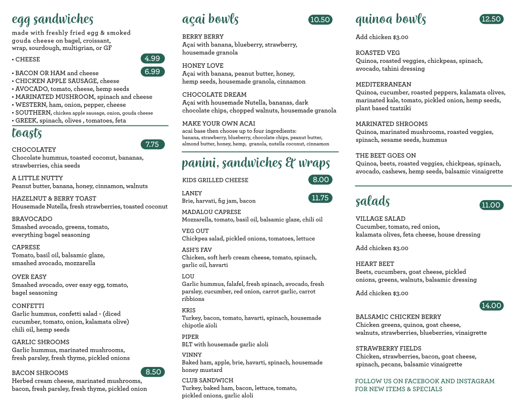 Cafe Madeleine menu board