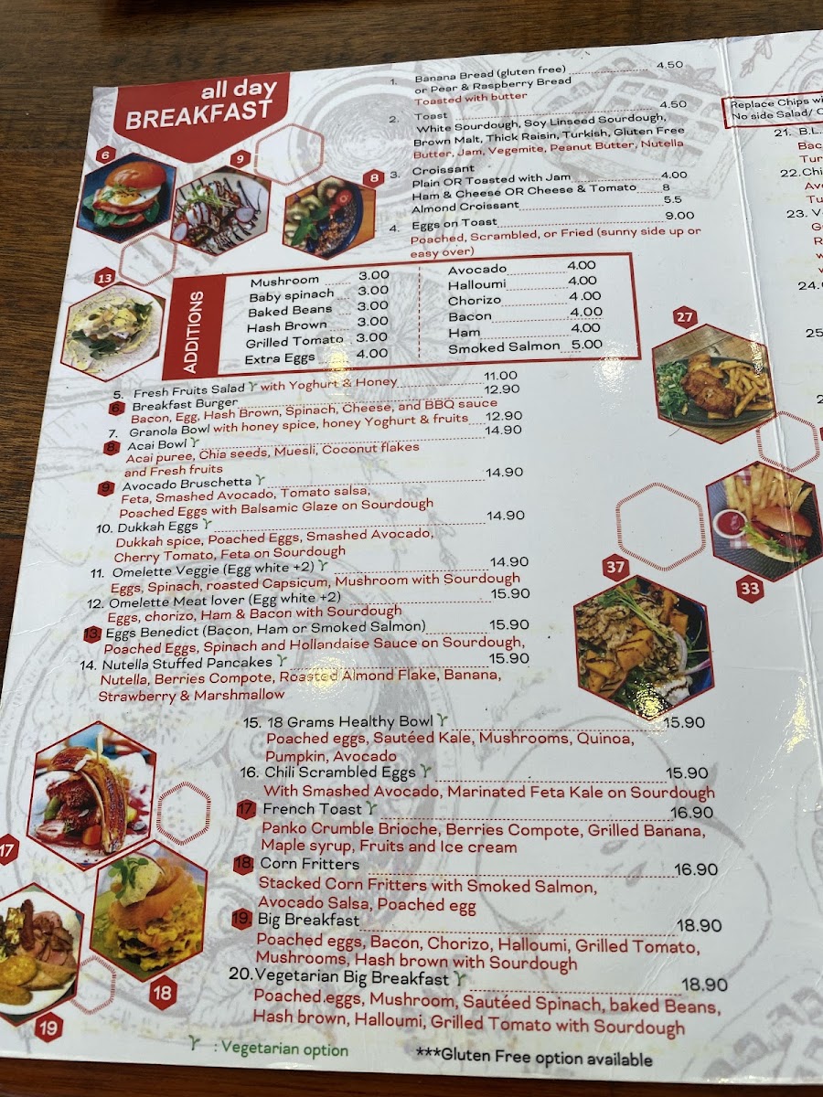 18 Grams Kogarah menu board
