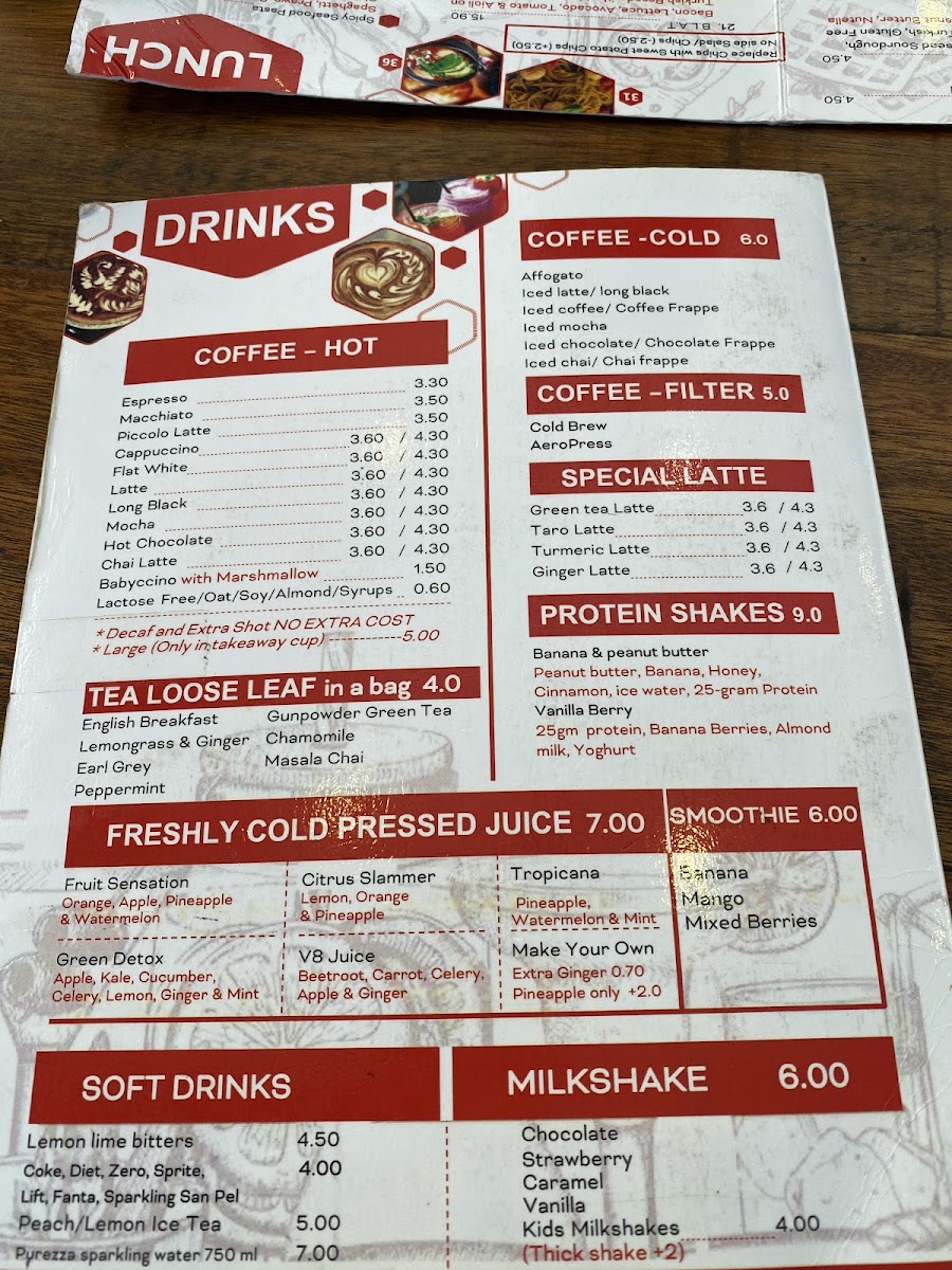 18 Grams Kogarah menu board