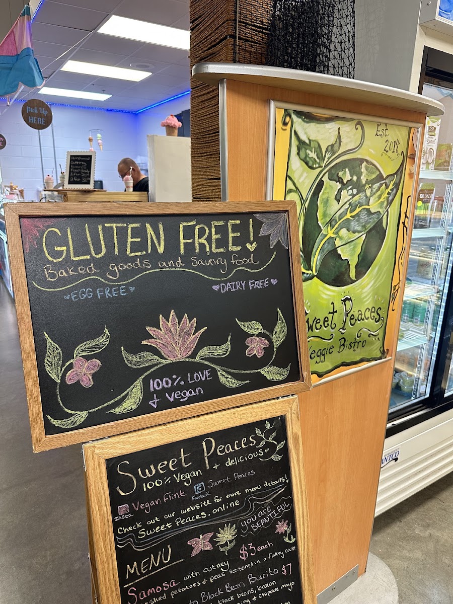 Sweet Peaces 100% VEGAN Pantry menu board