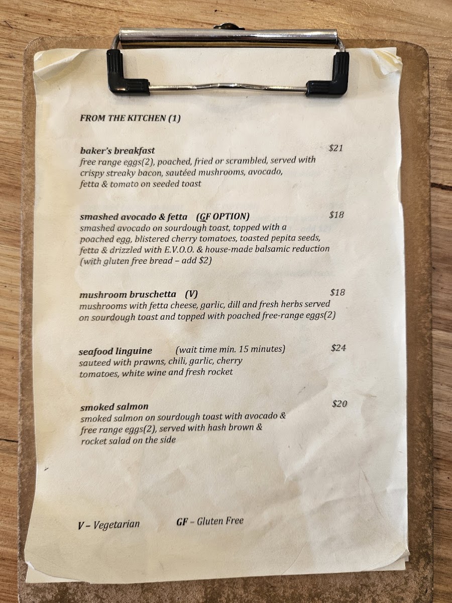 The Baker & Me menu board