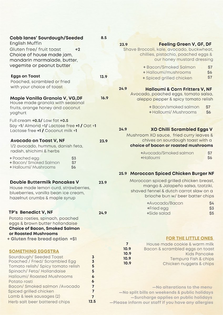 Turning Point Cafe menu board