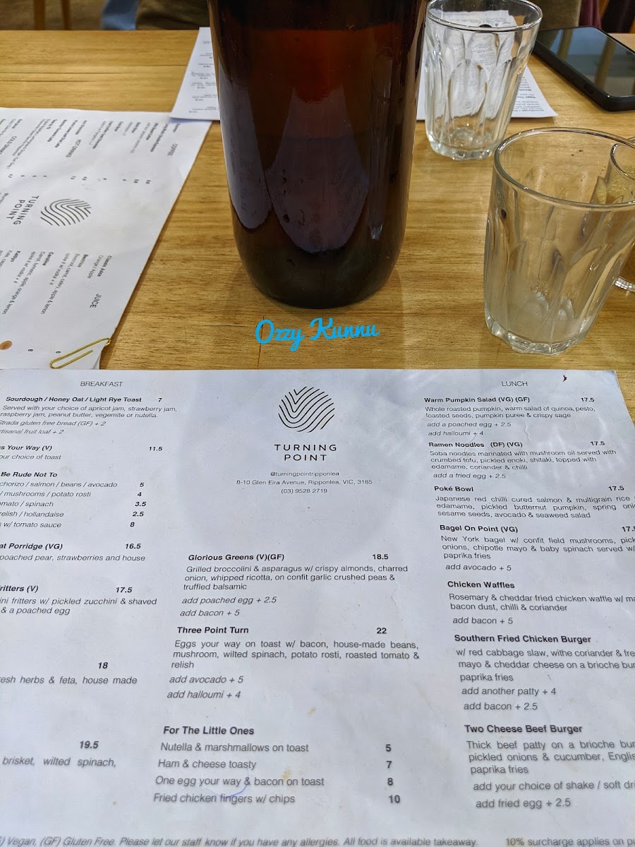 Turning Point Cafe menu board